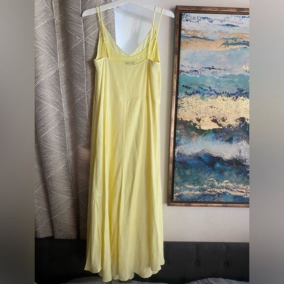 Vince Midi Dress Womens Size XS Solid Yellow Sleeveless Straps Double Dress - Picture 6 of 16